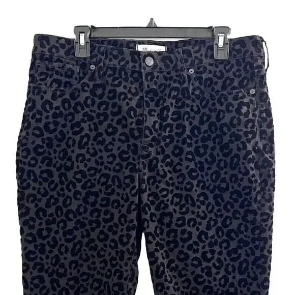 Madewell 9" Mid-Rise Skinny Jeans: Flocked Leopard Animal Edition sz 31 Mob Wife - Picture 8 of 11
